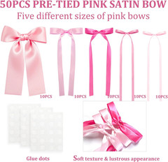 Pink Bow Wall Décor Backdrop Ribbon Bow Garland DIY Pink Bows Party Decorations
