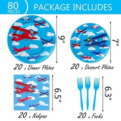 158 Pcs Airplane Birthday Party Supplies Airplane Aircraft Tableware Includes