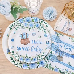 Boy Baby Shower Decorations Plates Set 25 Guests 175 Pcs Blue It’S a Boy Baby Sh