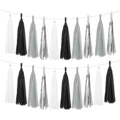 20Pcs Tassel Garland White Black Gray Silver Foil Fringe Tassels