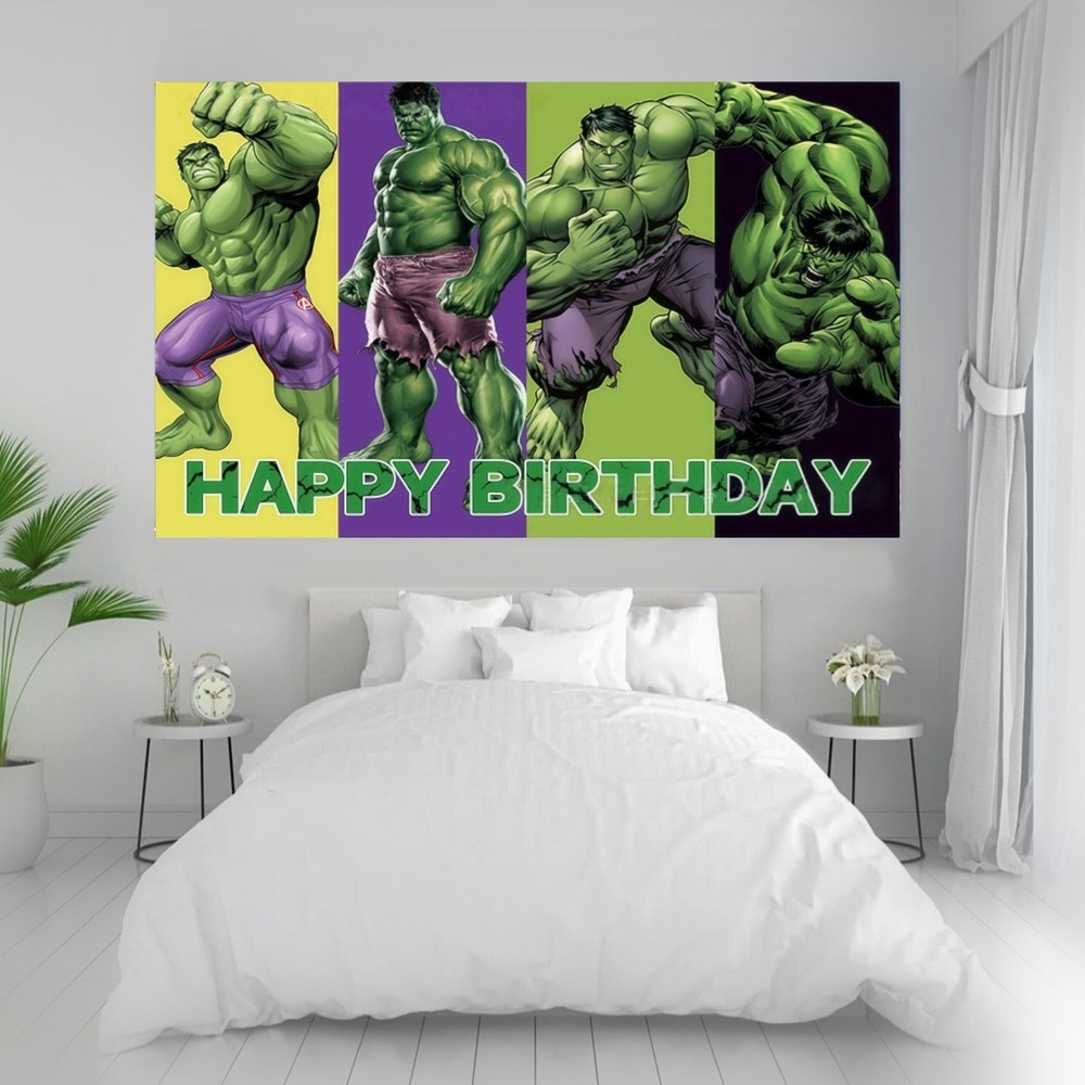 Superhero Marvel Hulk Backdrop Birthday Party Decoration Photo Background Banner