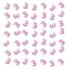 100 PCS Number 3 Confetti, Pink Glitter Paper Scatter, Birthday Party Decor