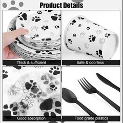 400-Piece Black Paw Print Tableware Set for 50 Guests – Perfect Party Supplies
