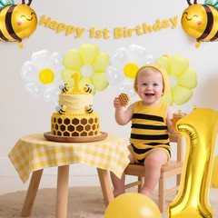 Happy 1st Bee Day Decorations Daisy Bee Balloons So Sweet to Bee Bumble Bee F…
