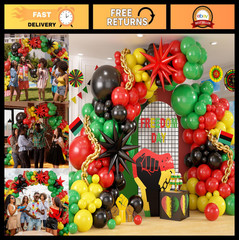 Juneteenth Balloon Garland Arch Kit – Happy Juneteenth Day Decor, Black Red Gree