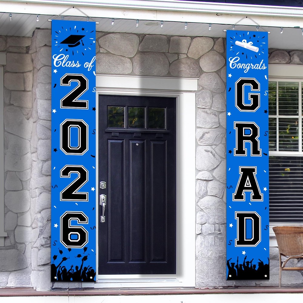 2026 Graduation Decorations, 70.8 inches x 13 inches, Blue and Black