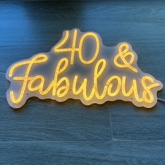 LED Neon Sign 40 & Fabulous Cheers To 40 Years Old Birthday Party 10” 16” Inch.