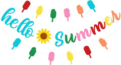 Hello Summer Decorations Colorful Popsicle Banner Garland Gift