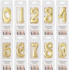 PHD CAKE 10-Count 0-9 Gold Number Birthday Candles, One Birthday,