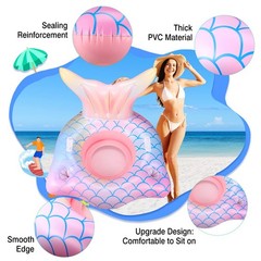 Inflatable Pool Float Mermaid Tail Pool Floating Chair 45“ with Cup Holders, …