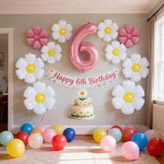 Daisy 6th Birthday Decorations – 40-inch Pink Number Balloon, Party Supplies …