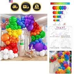 412pcs Rainbow Balloon Arch Kit Assorted Colors 18 12 10 5 Inch, Different Si…