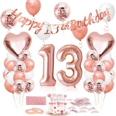 Rose Gold 13th Birthday Decorations for Girls Women, Happy 13th Birthday Bann…