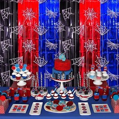 Spider Web Birthday Decorations, 2 Pack Spider Party Supplies 3.3×6.6ft Tinse…