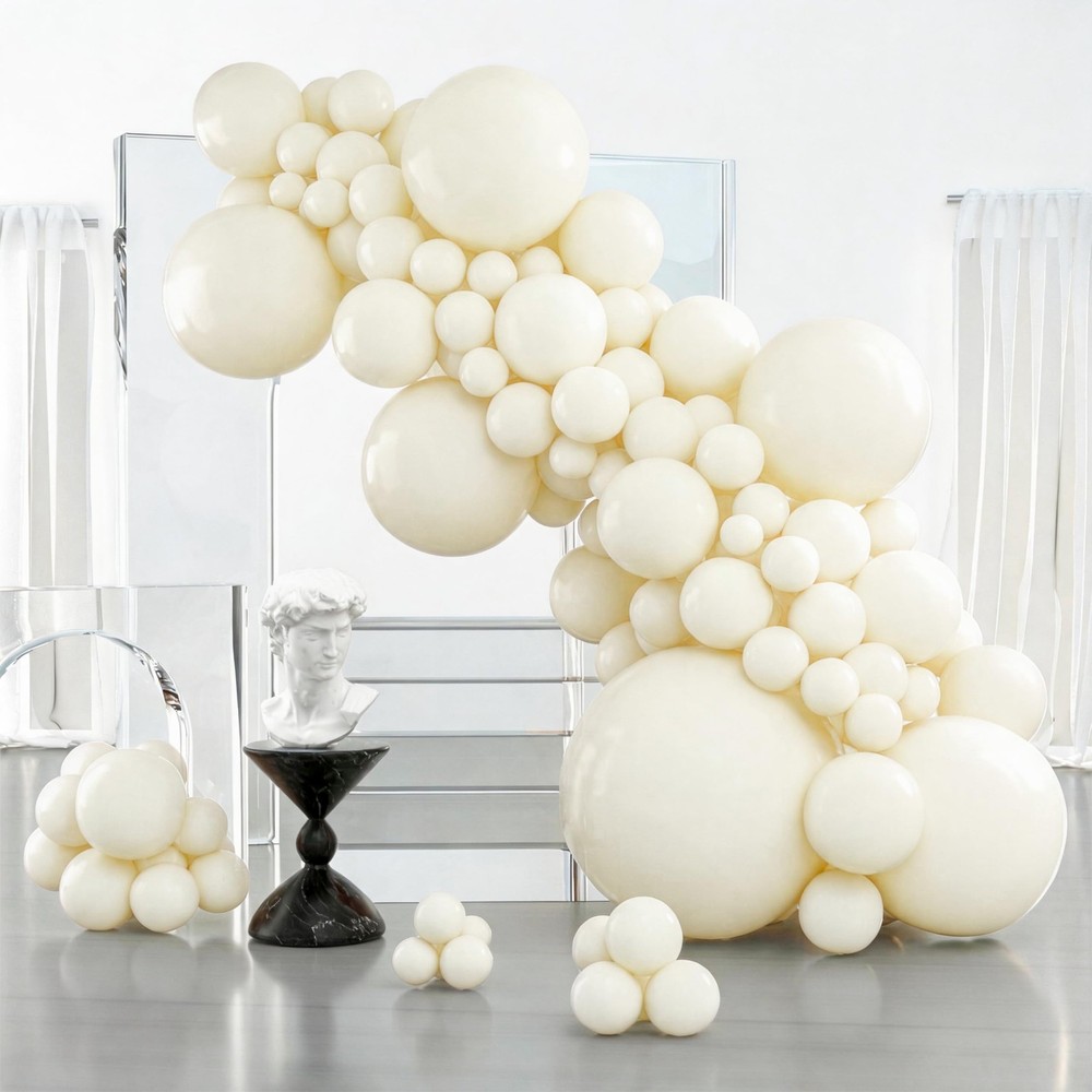 Beige Balloons 127pcs Different Sizes of 36 18 12 10 5 Inch Cream Ivory Ballo…