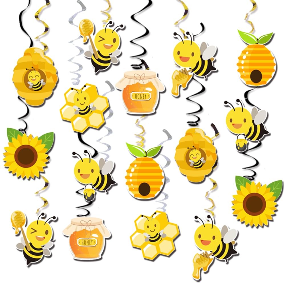 Honey Bumble Bee Hanging Swirl Decorations, 32PCS Bee Party Decorations Foil …