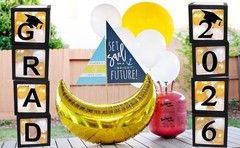 Elegant Black Balloon Boxes – Graduation Decorations for Class of 2026 Parties