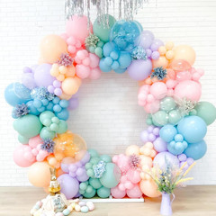 Pastel Rainbow Birthday Decorations,Macaron Pink Blue Purple Green Yellow Colorf