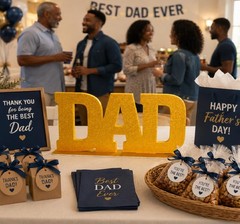Large DAD Glittery Gold Foam Dining Table Cenerpiece Father’s Day 21″x11″ #279