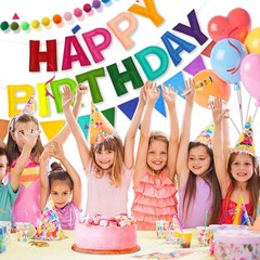 3D Happy Birthday Banner – Felt Rainbow Decorations, Reusable Bunting Flags, Par