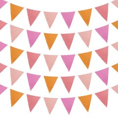 39Ft Orange Pink Fabric Bunting Banner Triangle Flags Party Decorations Hangi…