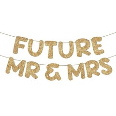 Gold Glitter Mr & Mrs Banner for Engagement Wedding Party Decorations