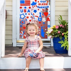 7 Sheets Patriotic Window Gel Clings American Flag Stars I Love USA Window Jelly