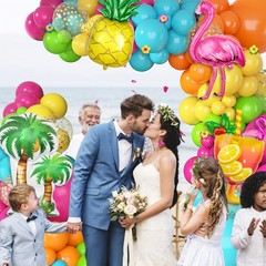 189Pcs Tropical Balloons Garland Arch Kit, Hawaiian Luau Summer Party Decorat…