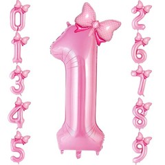 Bow Pink Number Balloon 40 Inch Foil Number 1 Balloon With Bow Big Pink 1 Bal…