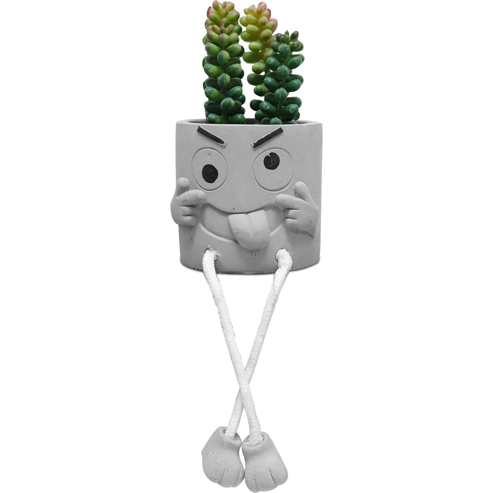 Zerzsy Artificialplant Succulents in Cement Pots with 1 Pcs Set/Tongue