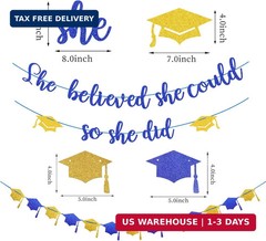 Navy-Blue Gold Party-Decorations Graduation Banner-Streamers – 18pcs Kits 2026 C