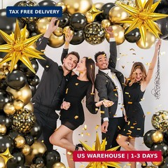 Black and Gold Balloon Arch Kit 117 PCS, Gold and Black Party Decorations, 2026