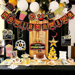 Movie Night Party Decorations Hanging , Movie Birthday Banners , Party Supplies