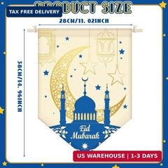 Rtteri 4 Pcs Blue Ramadan Decoration Eid Mubarak Door Hanging Banner Ramadan Kar