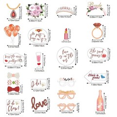 Wedding Photo Booth Props 23 Pcs Rose Gold for Bachelorette Party