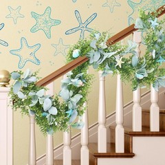 6 Ft Shell Garland Beach Mantel Swag Coastal Decor Green, Blue, White