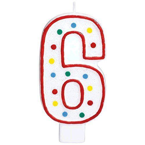 Extra Large Amscan Birthday Party Candle #6 6 Chandelle 5 inches Number