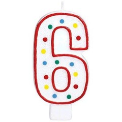 Extra Large Amscan Birthday Party Candle #6 6 Chandelle 5 inches Number
