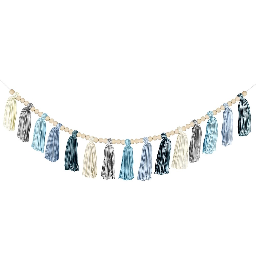 Boho Yarn Tassel Garland – Handmade Wall Hanging Decor for Nursery, Baby Show…