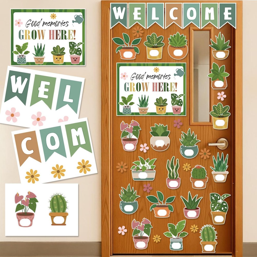 Welcome Back To School Classroom Door Decoration Plant Theme Notice Board