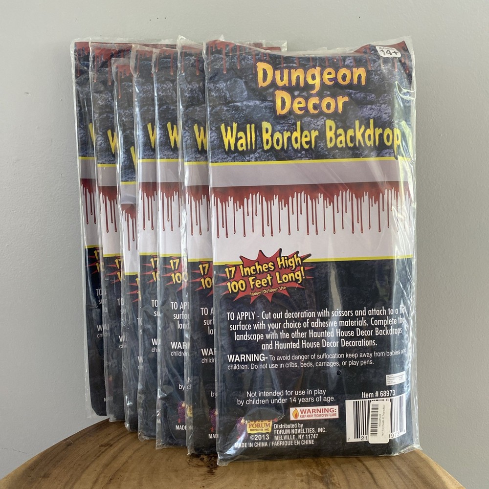 SET OF 7 – Dungeon Decor Wall Border Backdrop, 100′, Dripping Blood, NEW