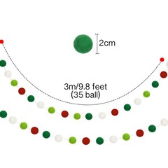 2 Pack Felt Ball Garland Easter Pom Pom Garland 19.6 ft 70 Balls Wool Felt Color
