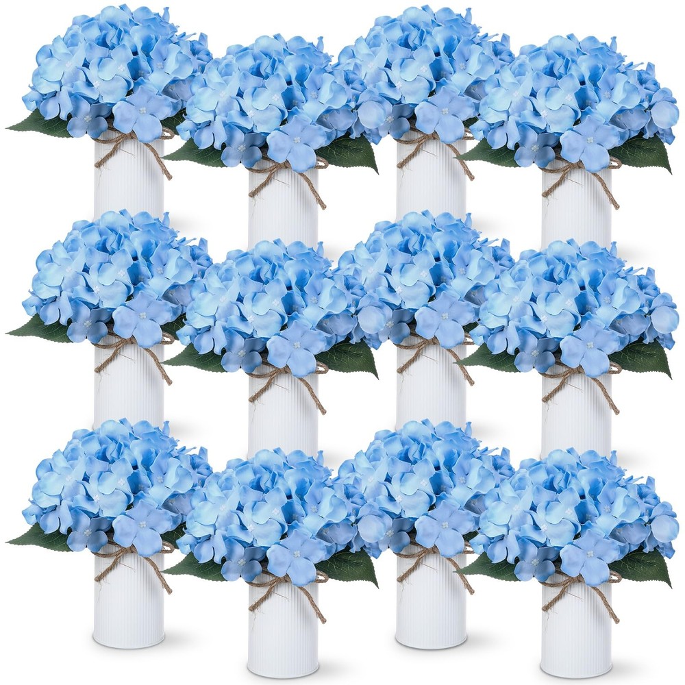 Blue 12 Sets Wedding Flower Table Centerpieces Artificial Hydrangeas with Rus…