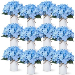 Blue 12 Sets Wedding Flower Table Centerpieces Artificial Hydrangeas with Rus…