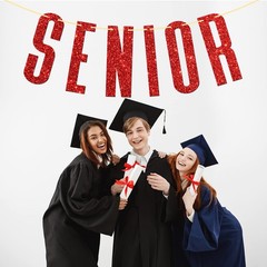 Red Glitter Senior Banner/Congrats Grad/High 3 inches by 0.1 inches,
