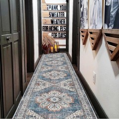 Washable Kitchen Runner Rug – 2×10 Hallway 2′ x 10′ (Runner), Blue