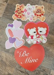 Valentines Die Cut Cutouts Paper Magic Vintage Decoration — Set of 4