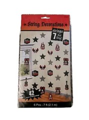 ROCK & ROLL Hanging Skulls, Flames, Stars & Guitars 7ft long Party Celebration