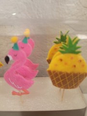 Papyrus Cupcake Picks Set Pineapple, Flamingo, Palm Tree – 12 Pieces – New