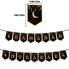 Ramadan Mubarak Banner, Black & Gold